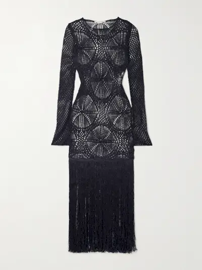 Fringed Crocheted Maxi Dress