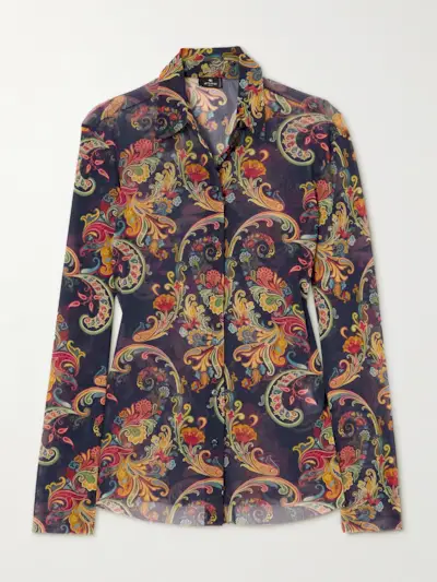 Paisley-Print Chiffon Shirt
