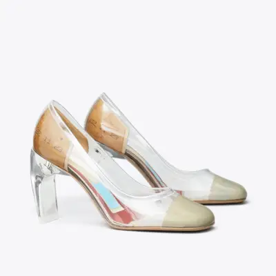 Clear Pump in White, Size 10.5