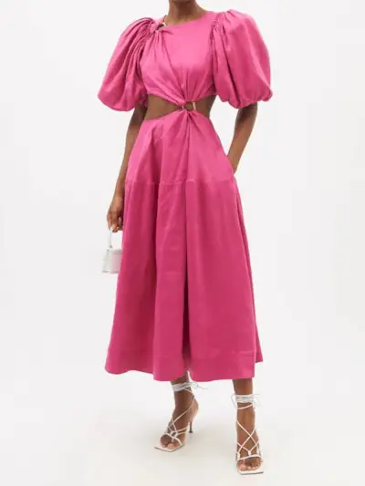 Aje + Vanades Ring-Embellished Linen-Blend Dress