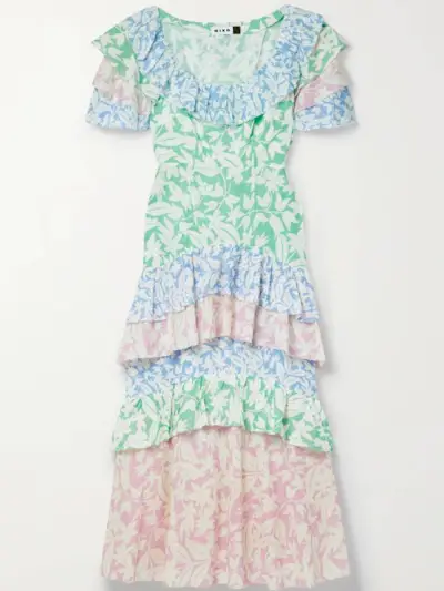 Rixo + Benita Tiered Floral-Print Fil Coupé Cotton-Voile Maxi Dress