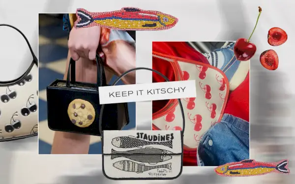 collage with kitschy bags