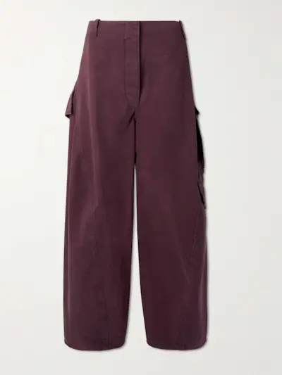Cotton-Twill Barrel-Leg Cargo Pants
