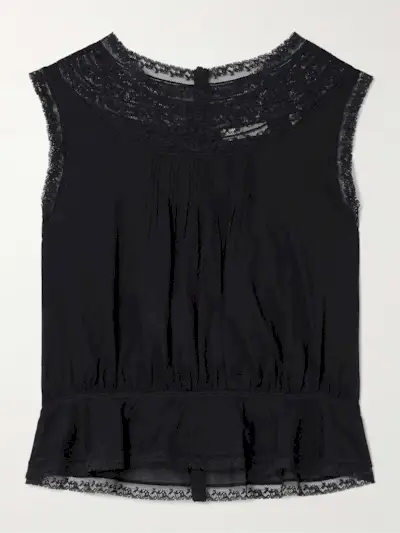 Lilibet Lace-Trimmed Pintucked Organic Cotton-Voile Top