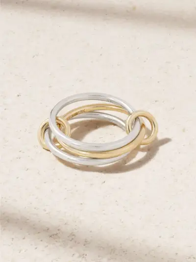 Solarium Set of Three 18-Karat Gold and Sterling Silver Rings