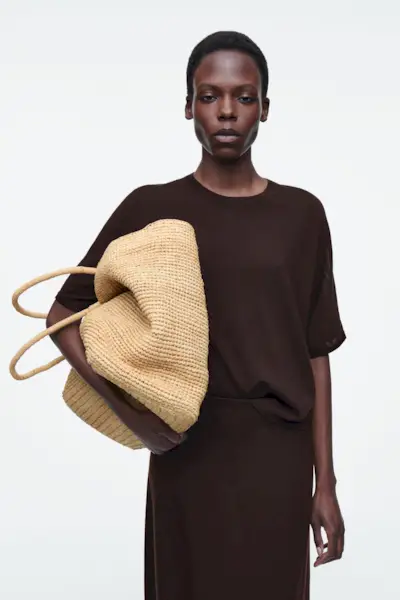 Oversized Hand-Woven Tote Bag - Raffia