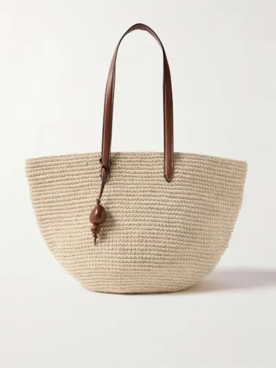 Market Leather-Trimmed Woven Fique Tote