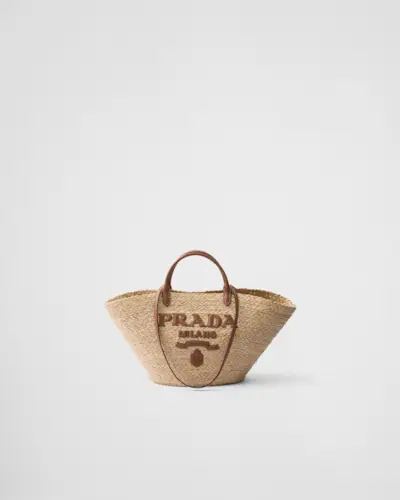Large Raffia and Leather Shopping Bag