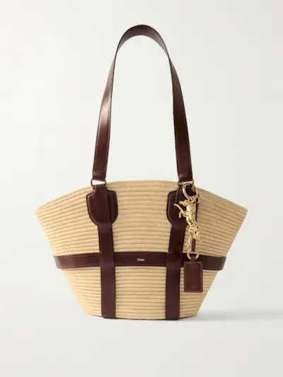 Kerala 25 Leather-Trimmed Faux Raffia Tote