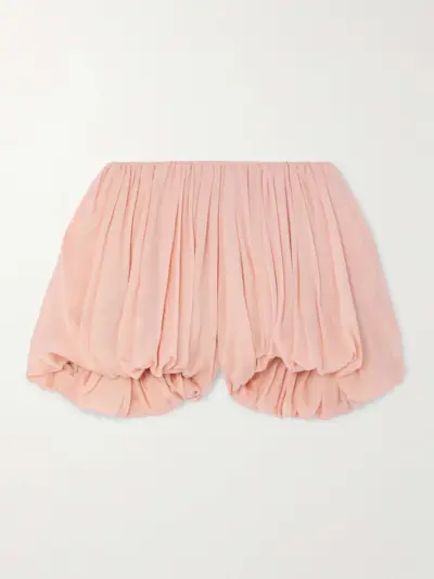 Pleated Silk Crepe De Chine Shorts