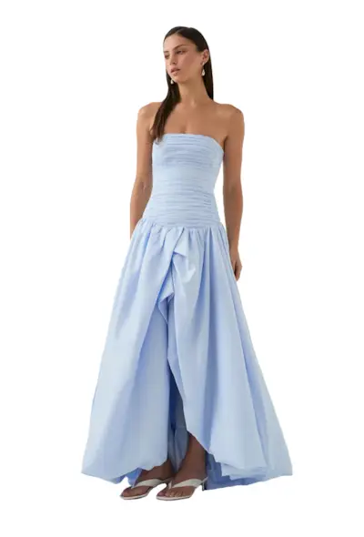 Violette Bubble Hem Maxi Dress-Pearl Blue / 6