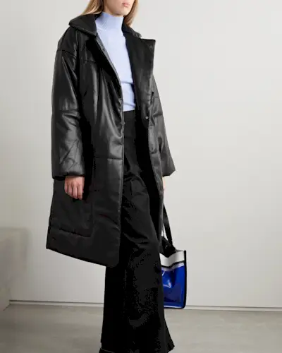 Proenza Schouler + Belted Quilted Faux Leather Coat