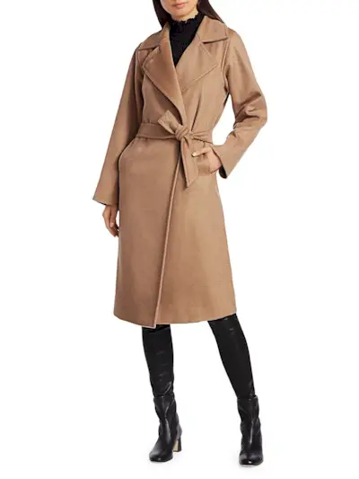 Max Mara + Manuela Icon Camel Hair Wool Wrap Coat