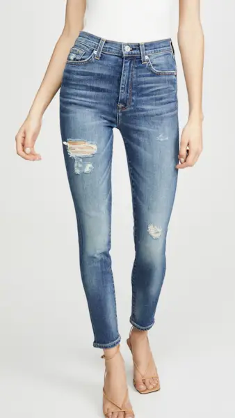 7 for All Mankind + High Waist Ankle Skinny Jeans