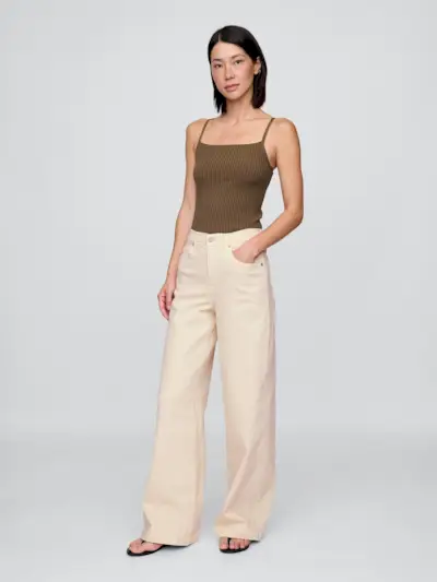 Gap, High Rise Stride Wide-Leg Jeans in Beach Pebble