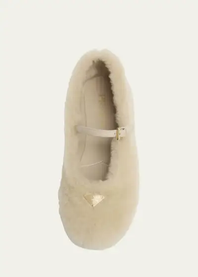 Shearling Mary Jane Ballerina Flats