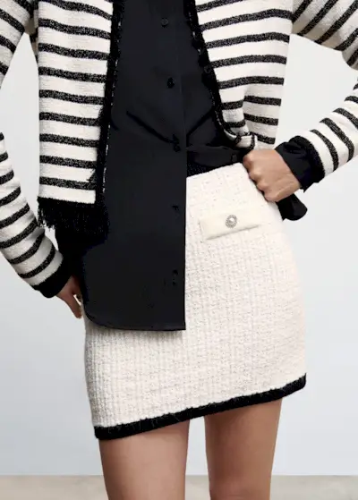 Mango + Buttoned Tweed Skirt