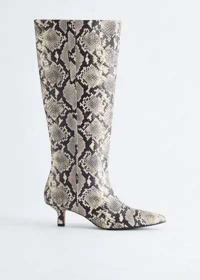 Kitten Heel Leather Knee Boots