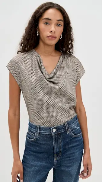 Vince Pressed Plaid Blouse