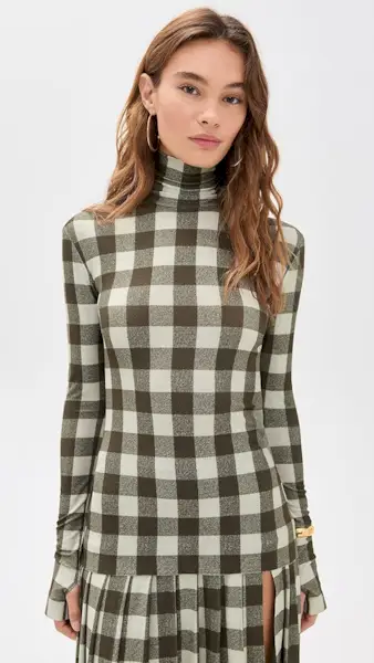 Norma Kamali Slim Fit Long Sleeve Turtle Top