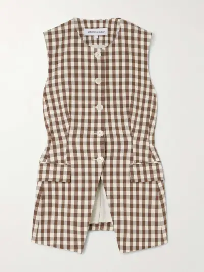 Lois Gingham Cotton-Blend Seersucker Vest