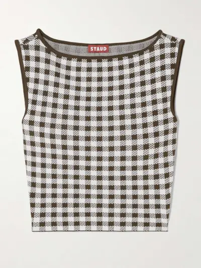 Montgomery Cropped Gingham Jacquard-Knit Tank
