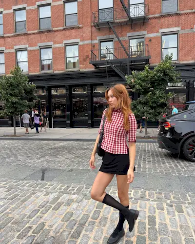 An image of @vivianyrl wearing one of the best gingham tops.