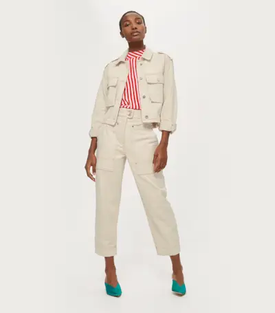 Topshop + Contrast Stitch Oversized Utility Pants