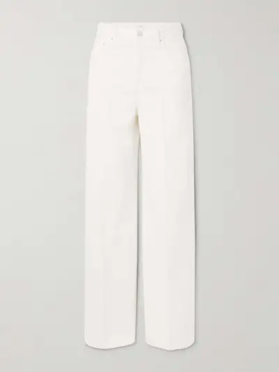 Pleated High-Rise Wide-Leg Organic Jeans