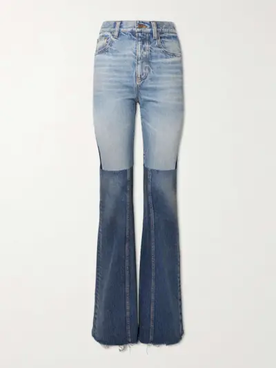Patchwork Mid-Rise Flared Jeans