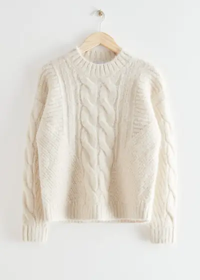 & Other Stories + Cable Knit Wool Sweater
