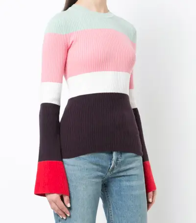 JoosTricot + Striped Bell Sleeve Sweater