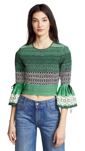 Derek Lam 10 Crosby + Smocked Bell Sleeve Blouse