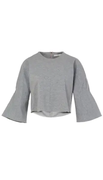 Tibi + Bond Stretch Knit Cropped Bell Sleeve Top