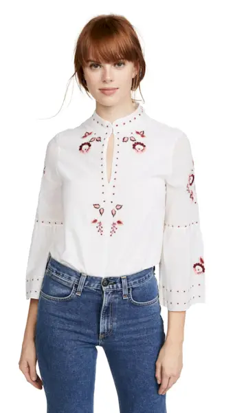 Vilshenko + Niamh Ombre Flower Bell Sleeve Top