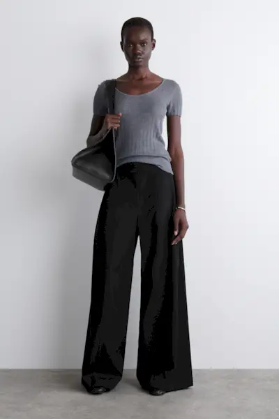 Relaxed Wool-Blend Wide-Leg Trousers