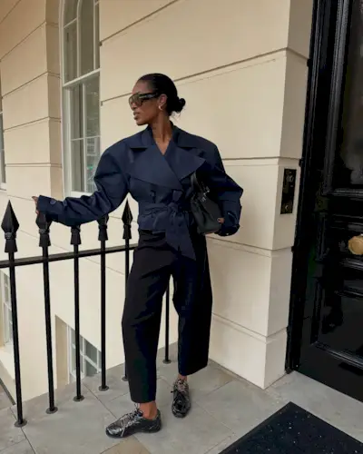 An image of influencer @nlmarilyn wearing a typical London trainer outfit.