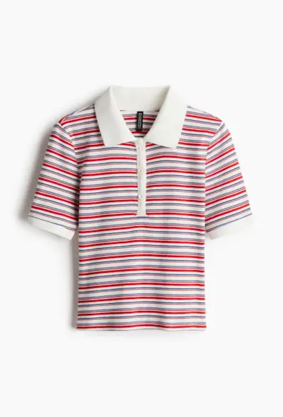 An image of a H&M polo, a staple of preppy fashion.