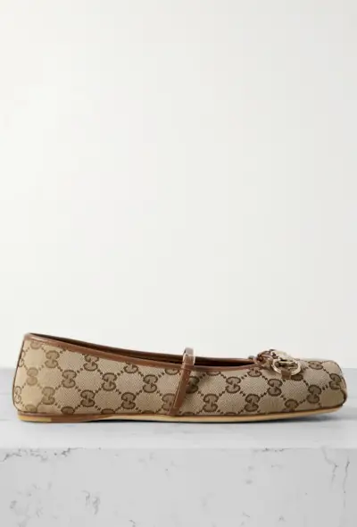 An image of Gucci ballet flats, a staple of preppy fashion.