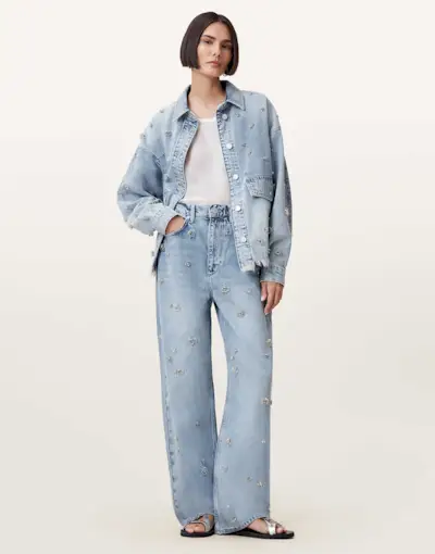 Allsaints Blake Emb Jean in Light Indigo