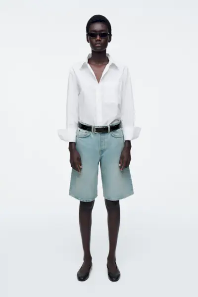 Longline Denim Shorts