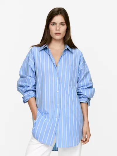 Oversized Cotton Shirt – Blue/white – Women – Arket Gb