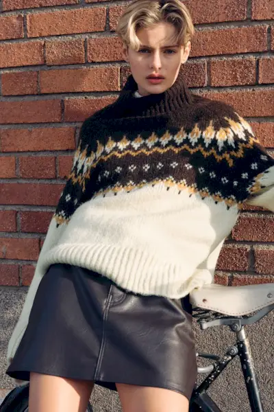 Jacquard-Knit Turtleneck Jumper