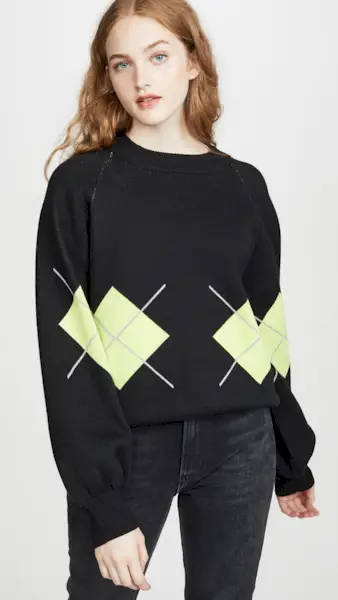 J.O.A. + Argyle Crew Neck Sweater