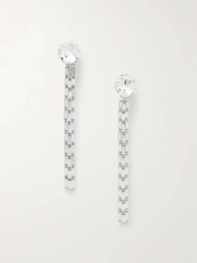 Silver-Tone Crystal Clip Earrings
