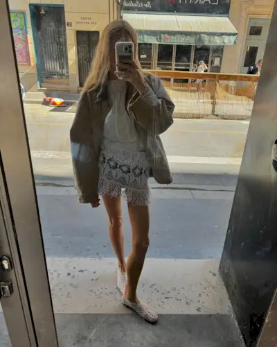 Courtney Grow wearing The Row jelly flats