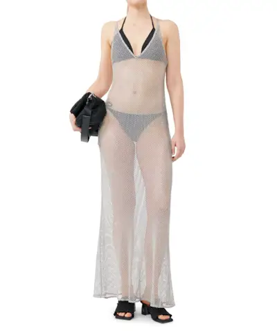 Ganni + Embellished Mesh Dress