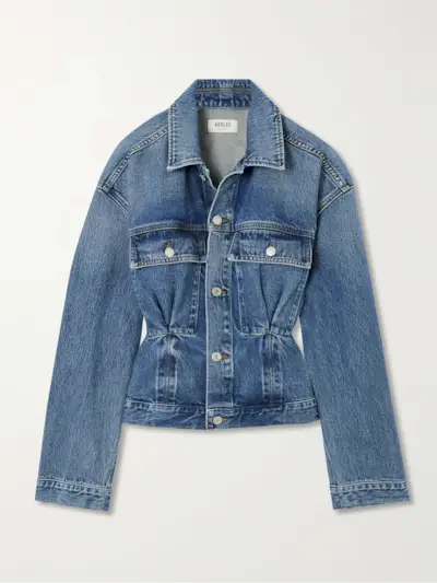 Zyla Cinch Buckled Gathered Denim Jacket