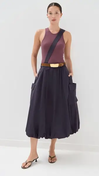 Tibi Poplin Pull on Bubble Skirt