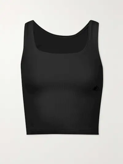 Ribbed Cotton-Blend Jersey Tank - Soot
